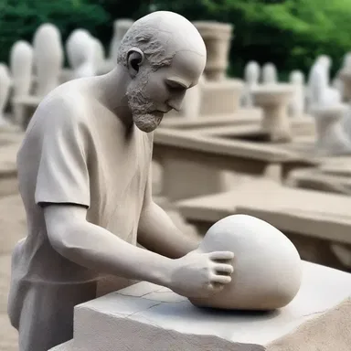 The sculptor will operate on the stone to shape it into a beautiful sculpture.