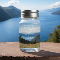 Design a 2oz object with inspiring quotes featured over a scenic background. Should be delivered as a transparent PNG formatted for seamless sublimation printing.