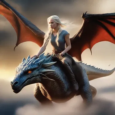 In the fantasy novel 'A Song of Ice and Fire', the character Daenerys Targaryen rides on the back of her streamlined dragons, effortlessly soaring through the skies.