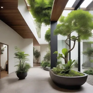 The architect incorporated a beautiful indoor garden into the design of the house, utilizing nitrification to ensure the plants would thrive in the nutrient-rich soil.