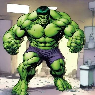 In the popular comic book series 'The Incredible Hulk,' the protagonist gains his superhuman strength through a laboratory accident involving nitrification, which turns him into the green rage-filled monster we know.