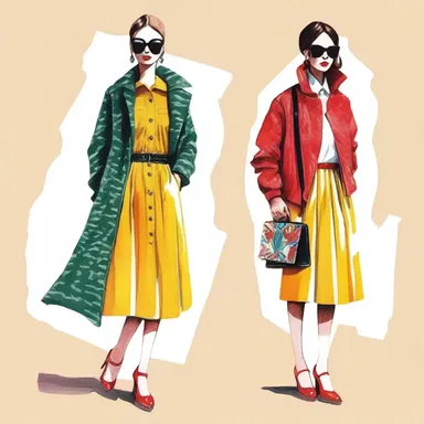 The fashion designer used gouache to create vibrant and textured illustrations of her clothing designs.