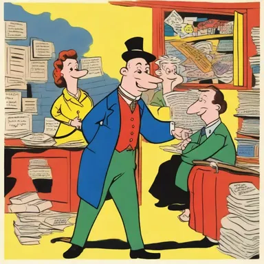 The artist employed gouache to bring vivid and bold colors to the characters in the cartoon strip.