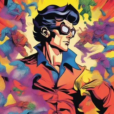 The artist used gouache to create vibrant and bold colors in the comic book illustrations.