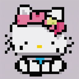 This is a 32x32 pixel art image featuring the iconic character of Hello Kitty with a unique yellow nose