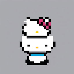 This is a 32x32 pixel art image featuring the iconic character of Hello Kitty with a unique yellow nose