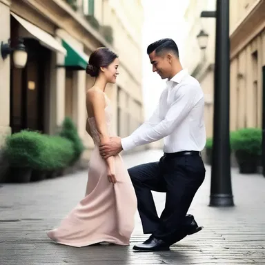 He swept her off her feet with his slicked hairstyle and charming smile.