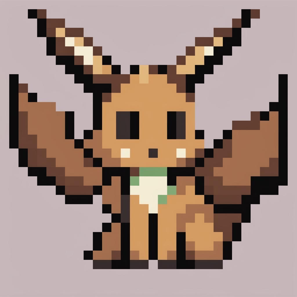 This is a high quality, 32x32 pixel art representation of Eevee, a popular Pokemon character