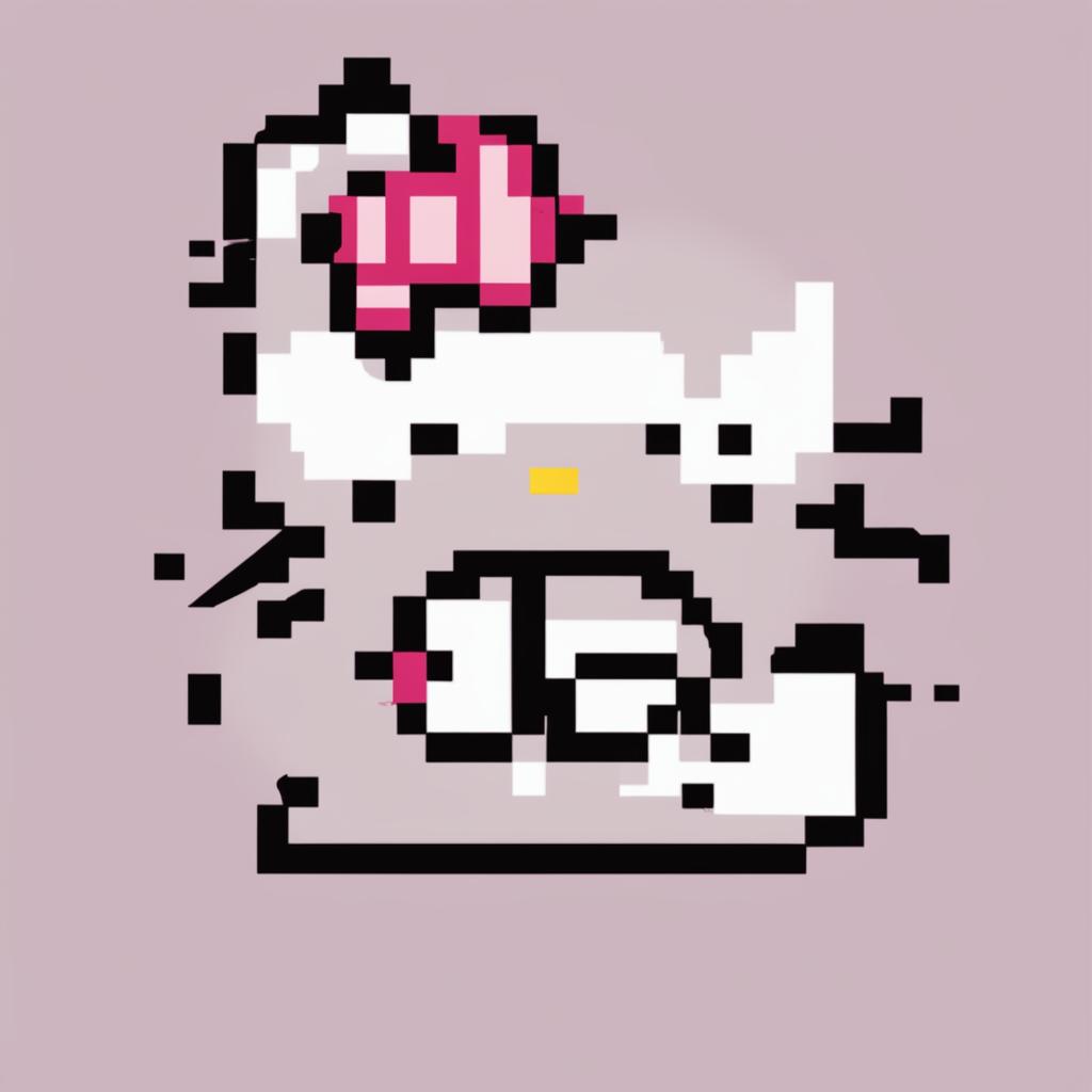 This is a 32x32 pixel art depiction of Hello Kitty