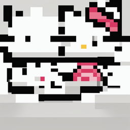 This is a 32x32 pixel art depiction of Hello Kitty