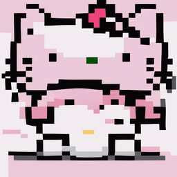 A 32x32 pixel art image of Hello Kitty, with each pixel carefully placed to create a recognizable image