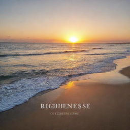 A peaceful sunrise illuminating the words 'Righteousness of God' written in a tasteful font.