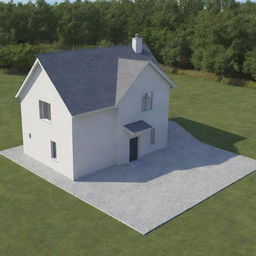 Generate a 3D image of a house with a ground dimension of 10ft by 6ft and a height of 12ft.