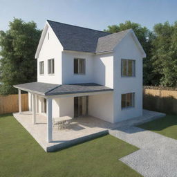 Generate a 3D image of a house with a ground dimension of 10ft by 6ft and a height of 12ft.