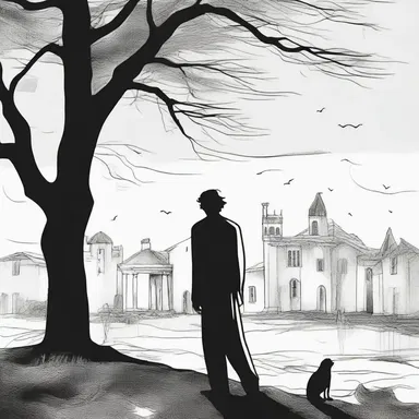 The novel's protagonist hollos in despair as he mourns the death of his beloved, creating a haunting and melancholic atmosphere.