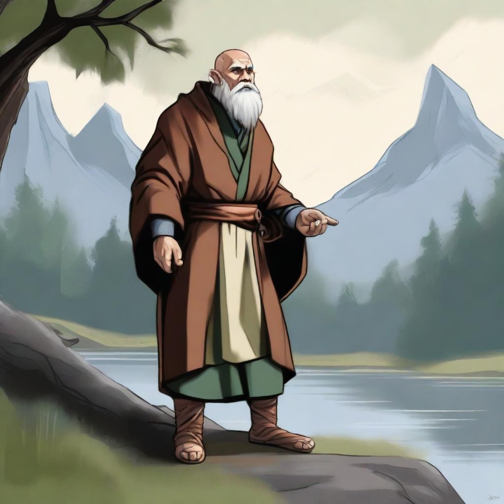 This is a high quality digital art depiction of a Firbolg monk from the world of Dungeons and Dragons