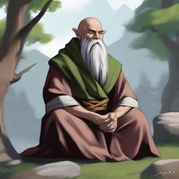 This is a high quality digital art depiction of a Firbolg monk from the world of Dungeons and Dragons