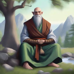 This is a high quality digital art depiction of a Firbolg monk from the world of Dungeons and Dragons