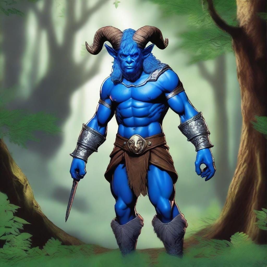 This is a high-definition digital art image of a Satyr Cleric from Dungeons and Dragons