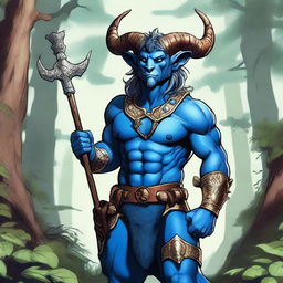 This is a top-quality digital art representation of a Satyr Cleric from Dungeons and Dragons