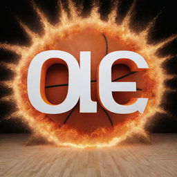 A large, spectacular explosion designed with a basketball court, using a basketball as the 'O' in the word 'BOOM'.