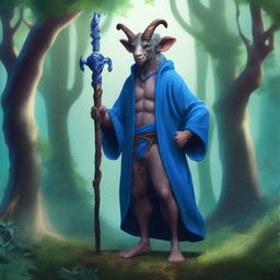 A high-resolution digital art image showcases a Satyr Sorcerer from Dungeons and Dragons