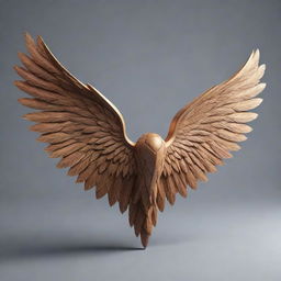 Generate a 3D logo that features stunningly detailed wings extending from its sides