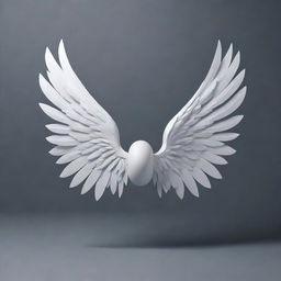 Generate a 3D logo that features stunningly detailed wings extending from its sides