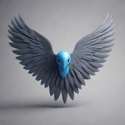 Generate a 3D logo that features stunningly detailed wings extending from its sides