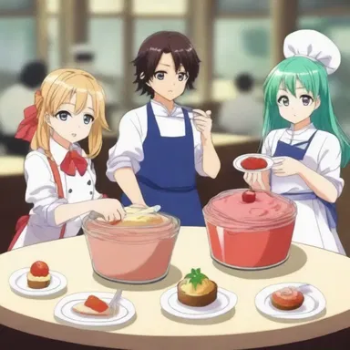 In the anime series, the characters prepared a special dessert in decorative ramequins for a culinary competition.