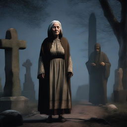 The high-quality digital art image portrays a scene from an eerie narrative