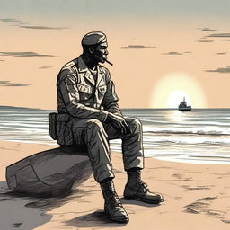 This high-quality digital art image depicts 'The Marine Soldier'