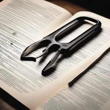 In the gripping novel, the detective used a pair of tongs to carefully examine the crime scene for clues.