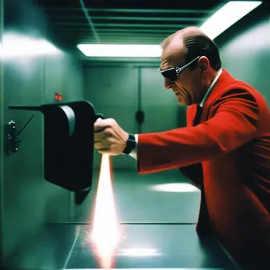 In the action movie, the spy skillfully retrieved a key from a secure facility by using a pair of tongs to evade the lasers.