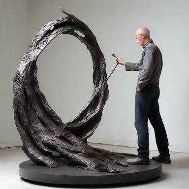 The sculptor meticulously used a pair of tongs to shape the molten metal into a magnificent sculpture.