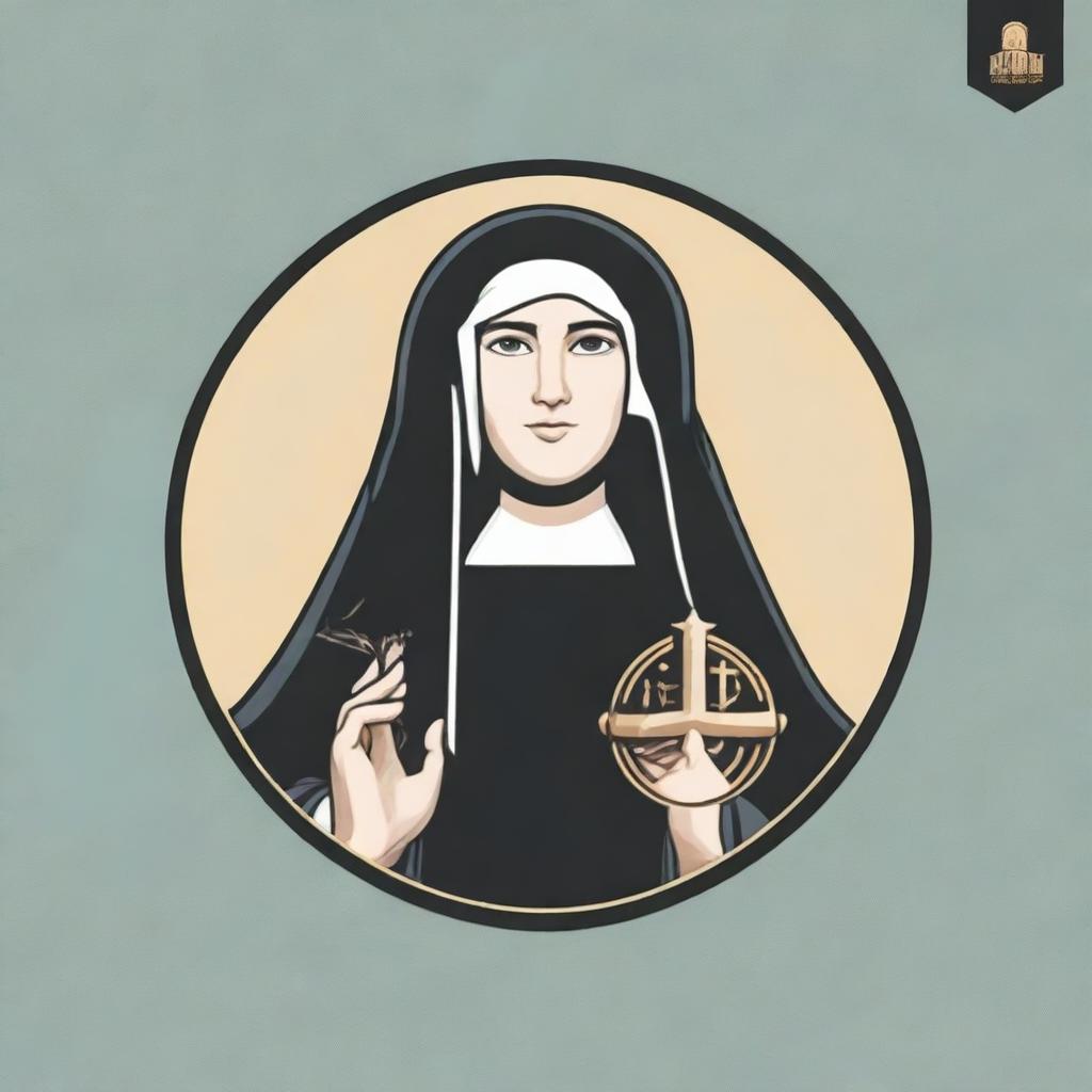 This is an expertly crafted logo design featuring Saint Rita