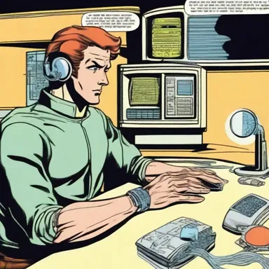 In the science fiction comic, the protagonist used his futuristic wrist device for radiotelegraphy to contact his spaceship in outer space.