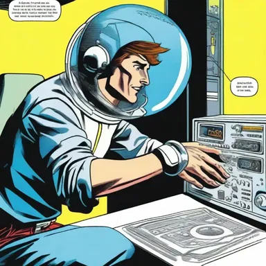 In the science fiction comic, the protagonist used his futuristic wrist device for radiotelegraphy to contact his spaceship in outer space.