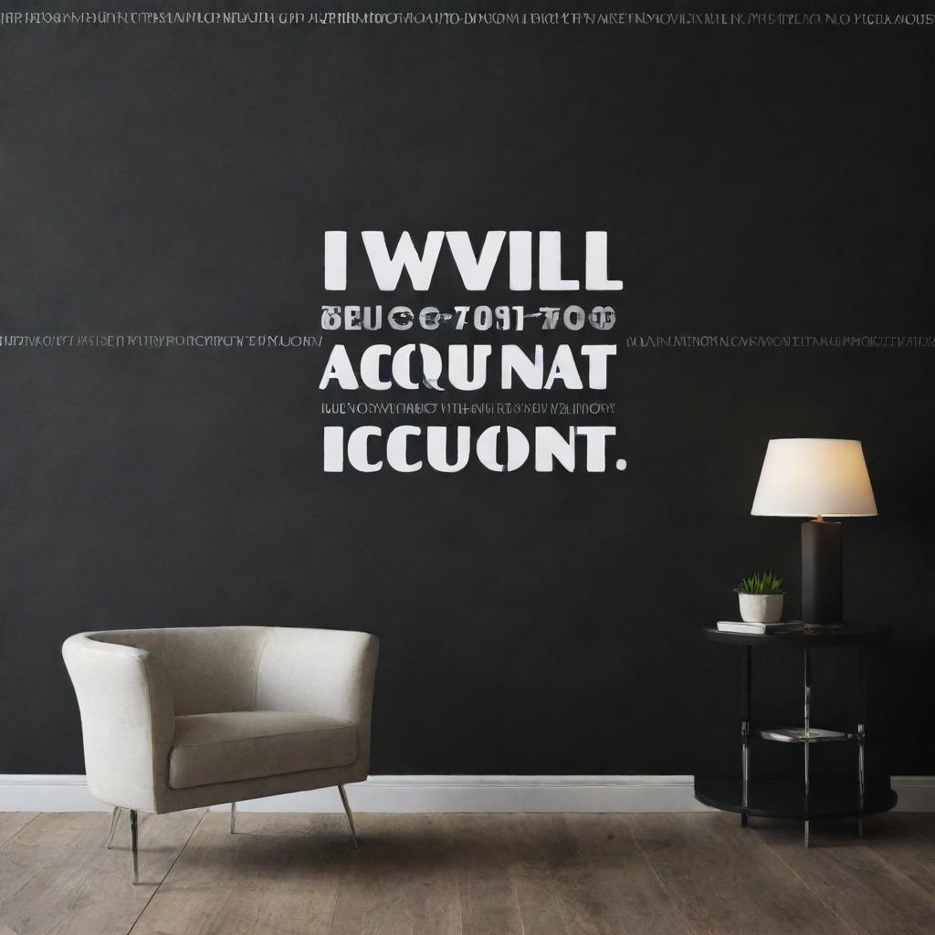 A sleek black wallpaper with the inspirational phrase 'I WILL BECOME CHARTERED ACCOUNTANT' in bold, elegant white characters.