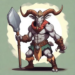 This is a high-quality digital art image featuring a Satyr Jester Fighter from Dungeons and Dragons