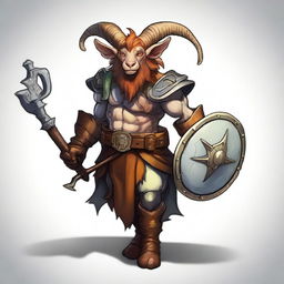 This is a high-quality digital art image featuring a Satyr Jester Fighter from Dungeons and Dragons