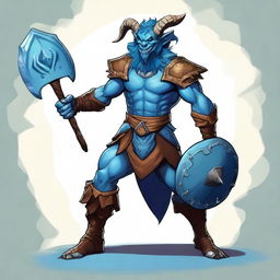 A sharp, detailed digital art piece depicts a unique Satyr Jester Fighter from Dungeons and Dragons