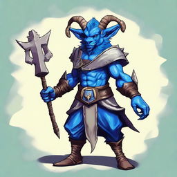A sharp, detailed digital art piece depicts a unique Satyr Jester Fighter from Dungeons and Dragons