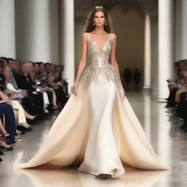 She strutted down the runway, wearing a sneeringly elegant gown that turned heads.