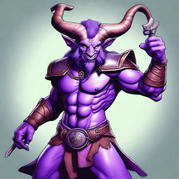 A vivid digital art image captures a unique character - a Satyr Fighter in the role of a Jester, from Dungeons and Dragons