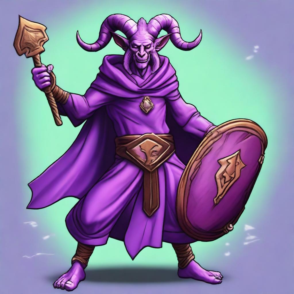 This is a vivid, high-quality digital art depiction of a light purple Satyr