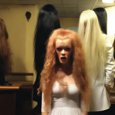The haunted house had a room full of eerie wigs that would spook anyone who entered.
