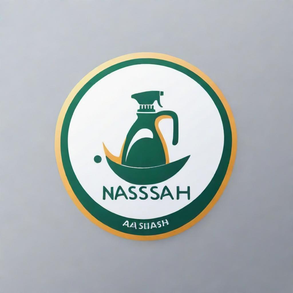 Design a well-defined and distinctive logo for a cleaning products company named 'nassah'. Incorporate symbols of cleanliness and quality in a striking and modern style.