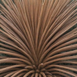 A detailed, close up image of the root system of a Cycas plant, showing its unique structure in natural, earthy tones.