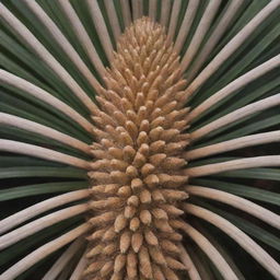 A detailed, close up image of the root system of a Cycas plant, showing its unique structure in natural, earthy tones.